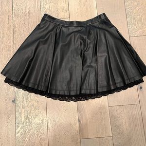 Alice & Olivia leather skirt with lace underlay